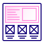 app0101 Nerds On Site Wireframe of a webpage left text rail a large main content area on the right and three image placeholders with an X icon beneath Nerds On Site