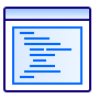 app111 Nerds On Site Icon of a code editor window showing blue lines of code on a white page Nerds On Site