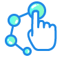 Finger tapping a node in a circular network indicating touch interaction for an interactive graphic   Nerds On Site