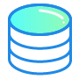 Blue database icon with three stacked cylinders and a turquoise top   Nerds On Site