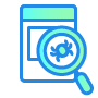 Blue app icon with a radar style circle and magnifying glass representing search on a blue background   Nerds On Site