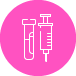 Two white syringes on a bright pink circle representing vaccination or injections   Nerds On Site